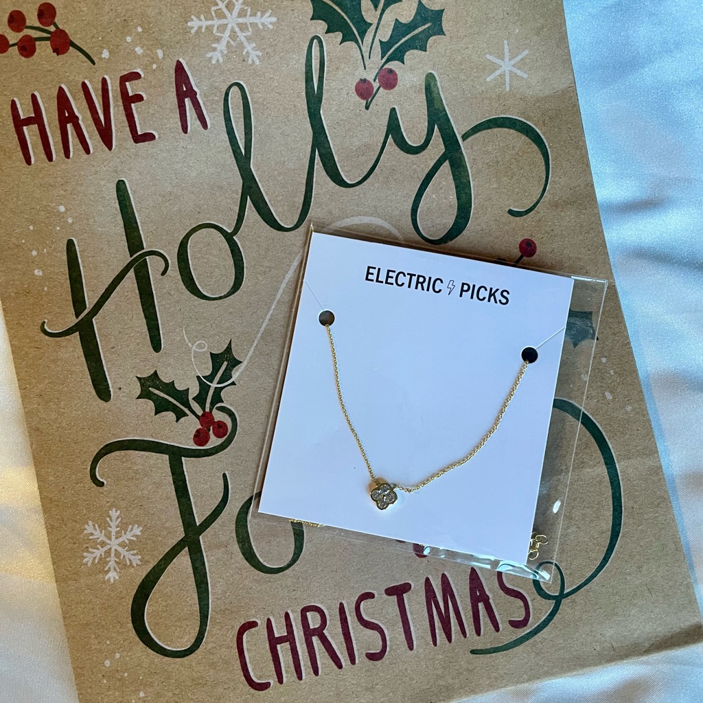 Electric Family Gold Holiday Necklace